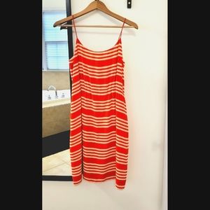 J Crew Orange White Striped Summer Dress
